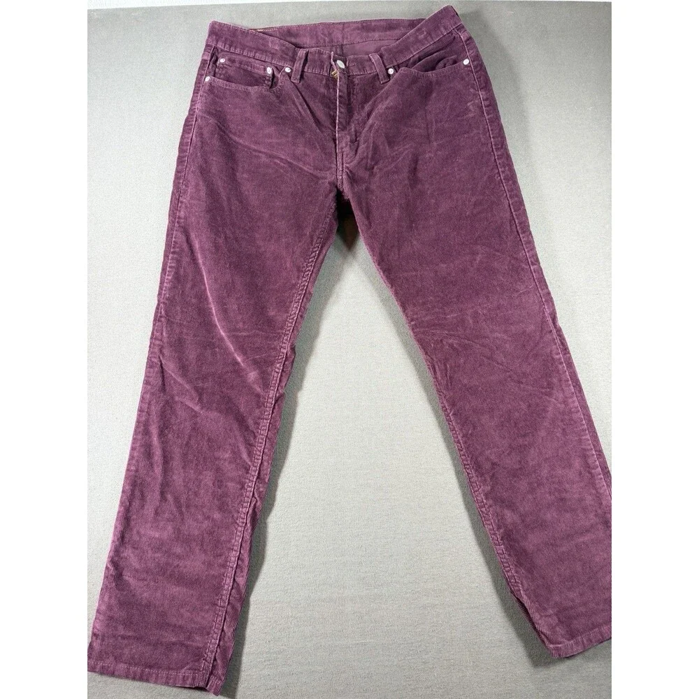 Levi's 511 Corduroy Pants Mens 36x30 Velvet Burgundy Slim Fit Stretch